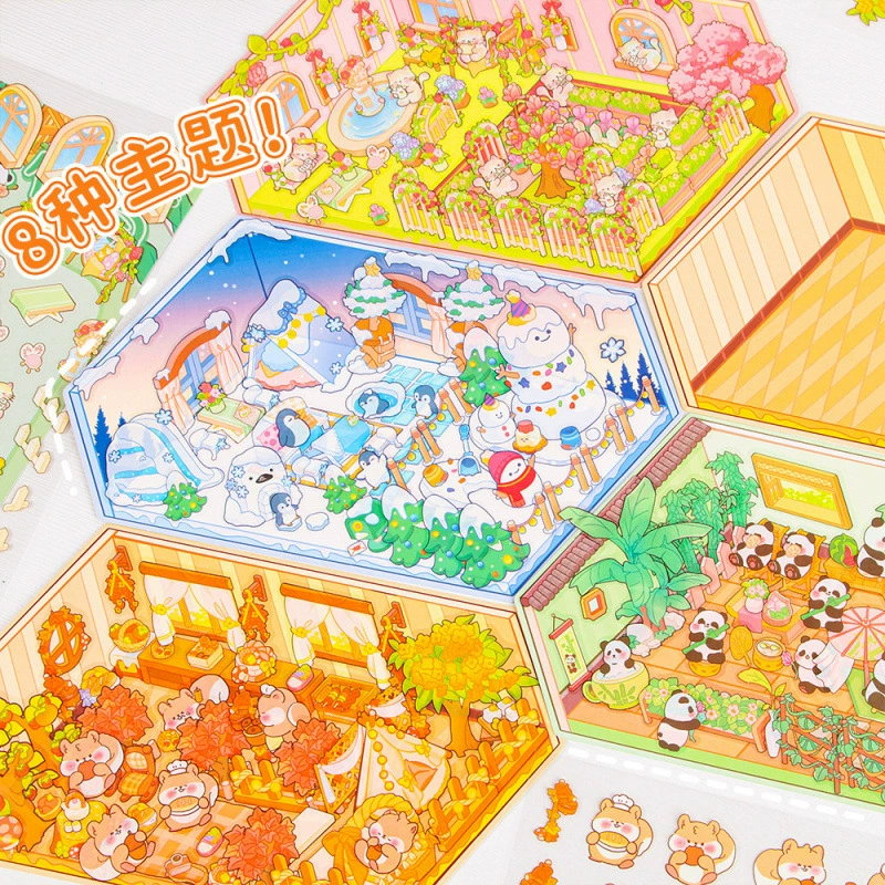 Безобрезанный стерео сцена ручной счет наклейка креативный милый большой размер пейзажная наклейка миниатюрная сцена наклейка для детей