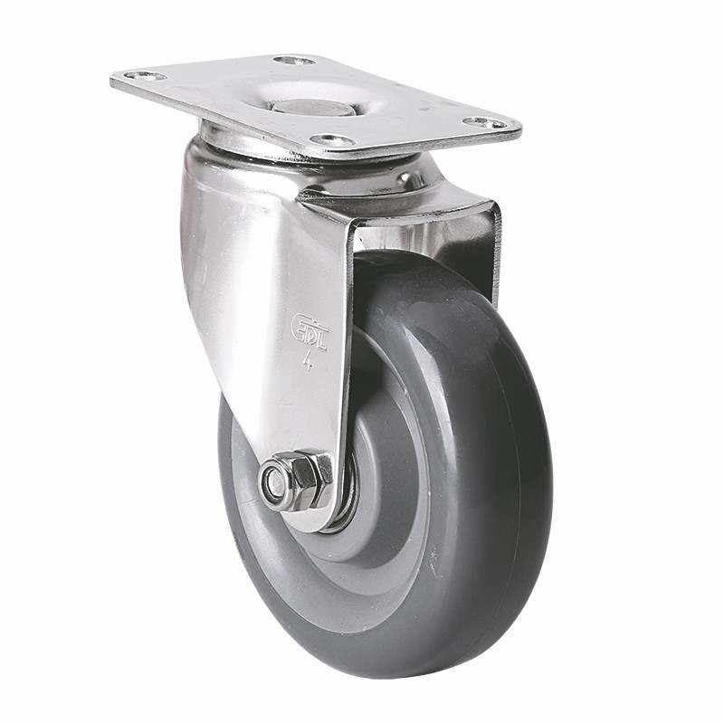 Rueda de Acero Inoxidable Mediana S54-76 3-5 Pulgadas de Poliuretano Giratoria con Freno image 7