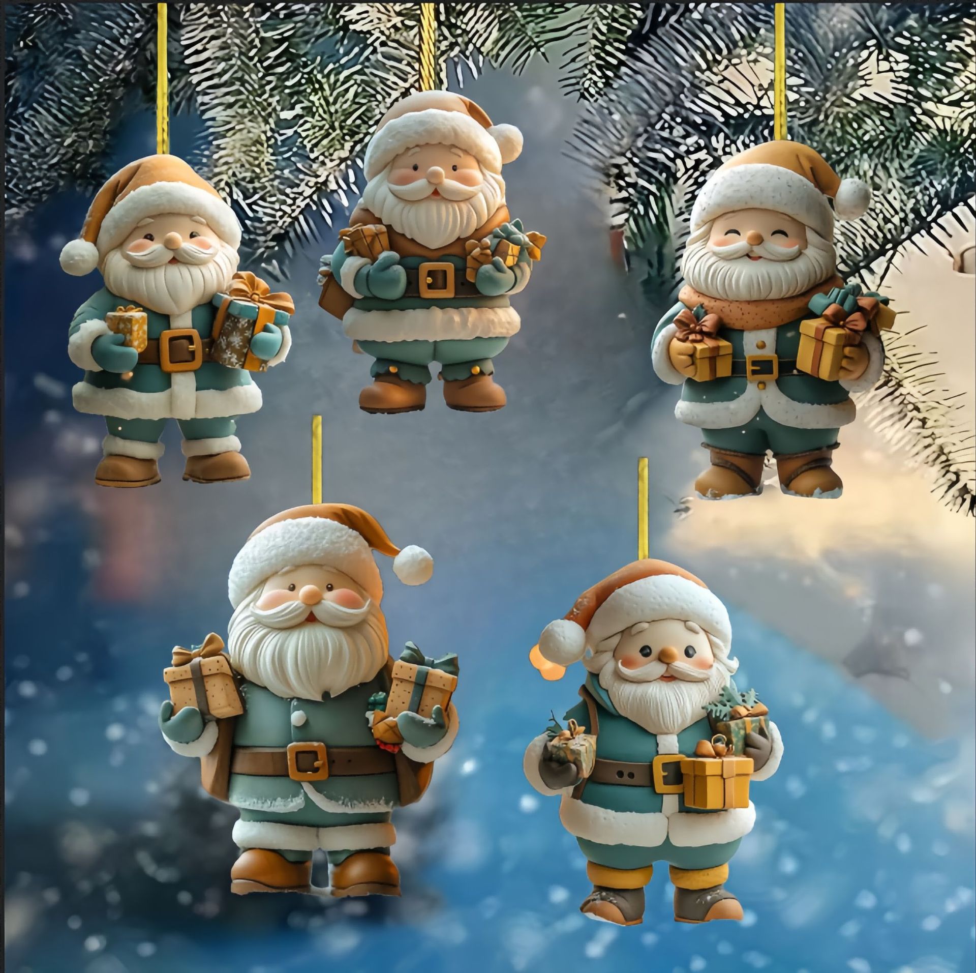 Acrílico plano transfronterizo colgante de Navidad Santa serie decoración del árbol de Navidad automóvil colgante acrílico