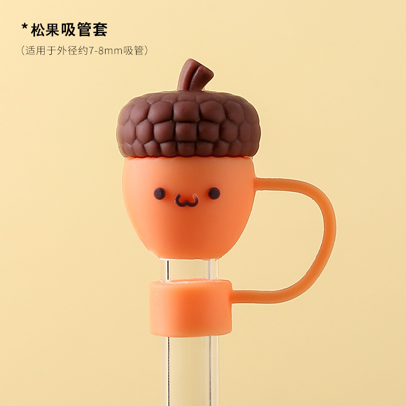 Tapa de paja de vidrio a prueba de polvo protección del medio ambiente linda chica tapa de paja accesorios universales enchufe a prueba de polvo enchufe de polvo de dibujos animados
