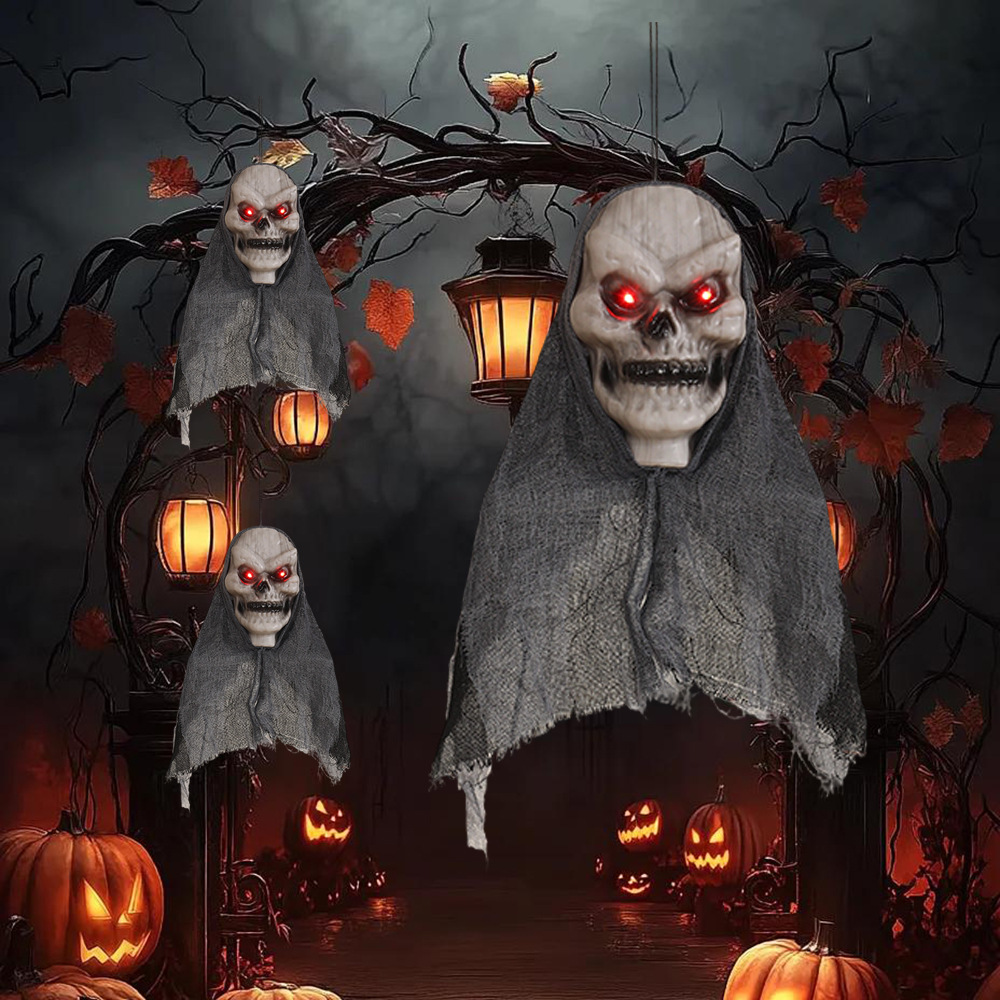 Cross-border Halloween Colgando Gasa fantasma Face Ghost Skull Terror Accesorios Tricky Escena al aire libre Patio