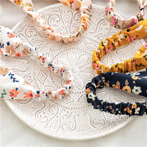 2341 new flower pastoral style headscarf cross-border women's elastic band elastic triangle scarf versatile headband three states