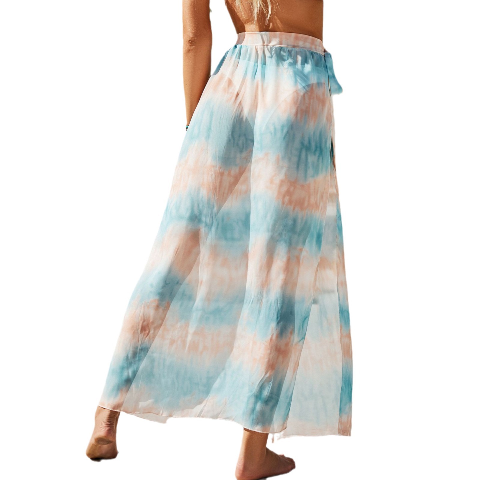 Falda de media longitud, falda de playa, blusa, correa de vacaciones, nuevo 2024 a rayas, color a juego, primavera y verano, falda larga de playa europea y americana