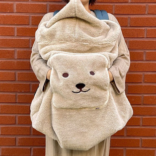 Ins Style South Korea Baby Stroller Windproof Cover Blanket Autumn and Winter Warm Baby Going Out Thickened Cloak Bag Strap
