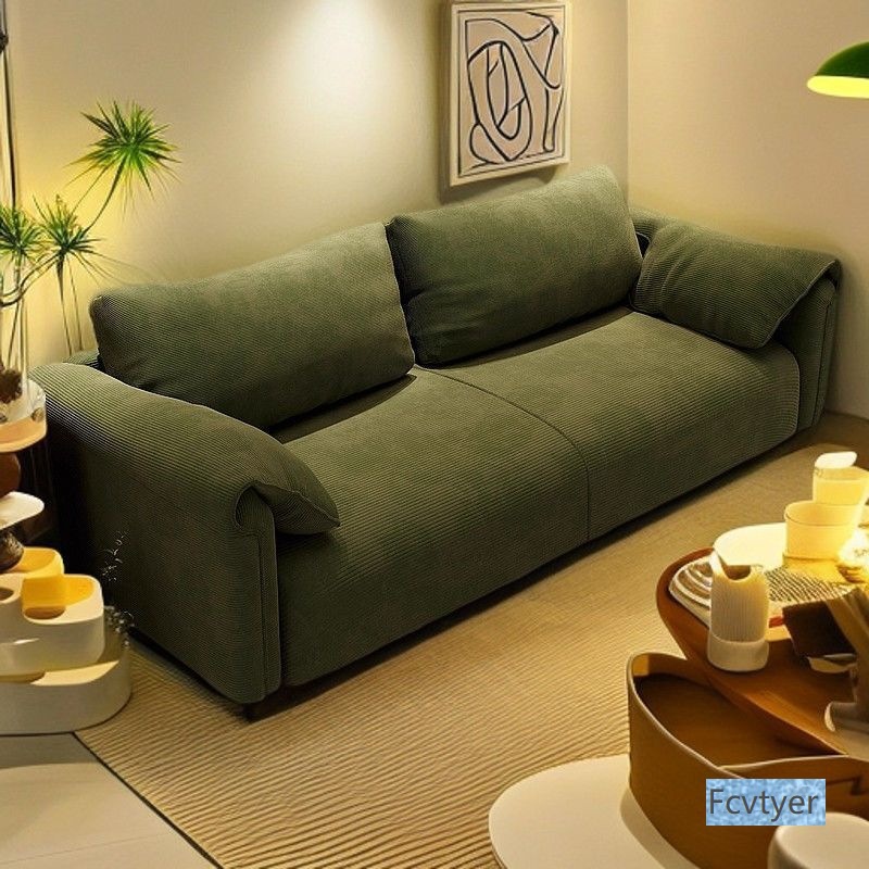 Sofa Rental Room Single Double Three-Seater Fabric Sofa Straight Row New Style Living Room Small Apartment Internet Celebrity Ear
