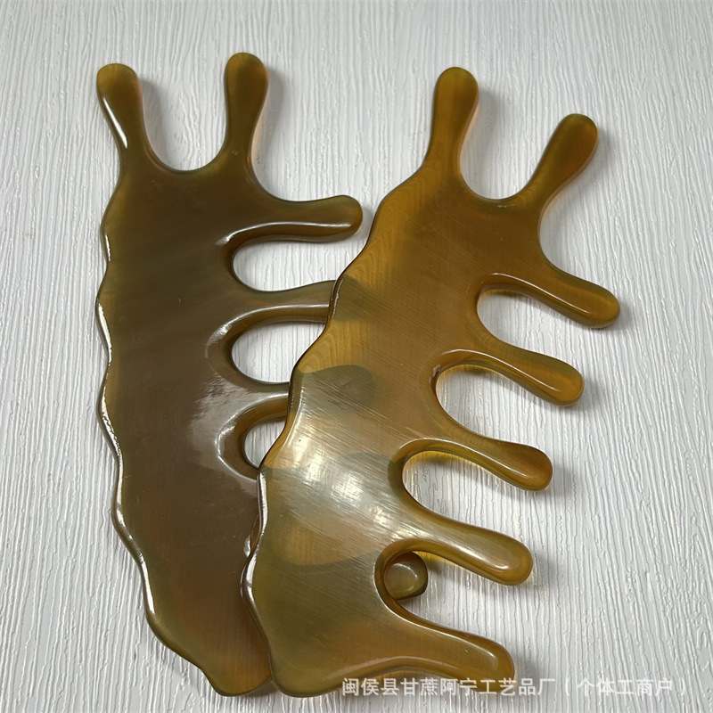 Horn Comb Scalp Massage Comb 5 Teeth Meridian Gua Sha Head Massager 10-15CM key features