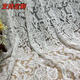 新款蕾丝面料绣花股线高定意大利爆款股线绣花蕾丝连衣裙童装布料