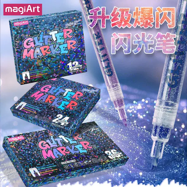Glitter Acrylic Marker Pen with Large Particles, Shiny Glitter Pen for Art and Painting