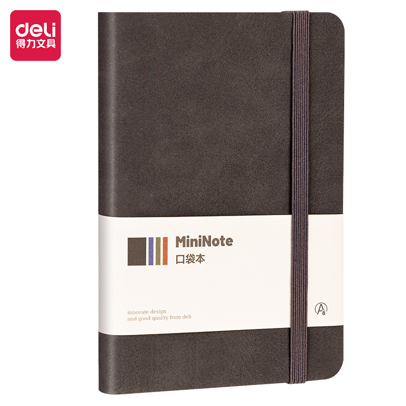 Deli BP118 cuaderno A6 Libreta de bolsillo pequeño cuaderno diario simple de negocios cinturón portátil