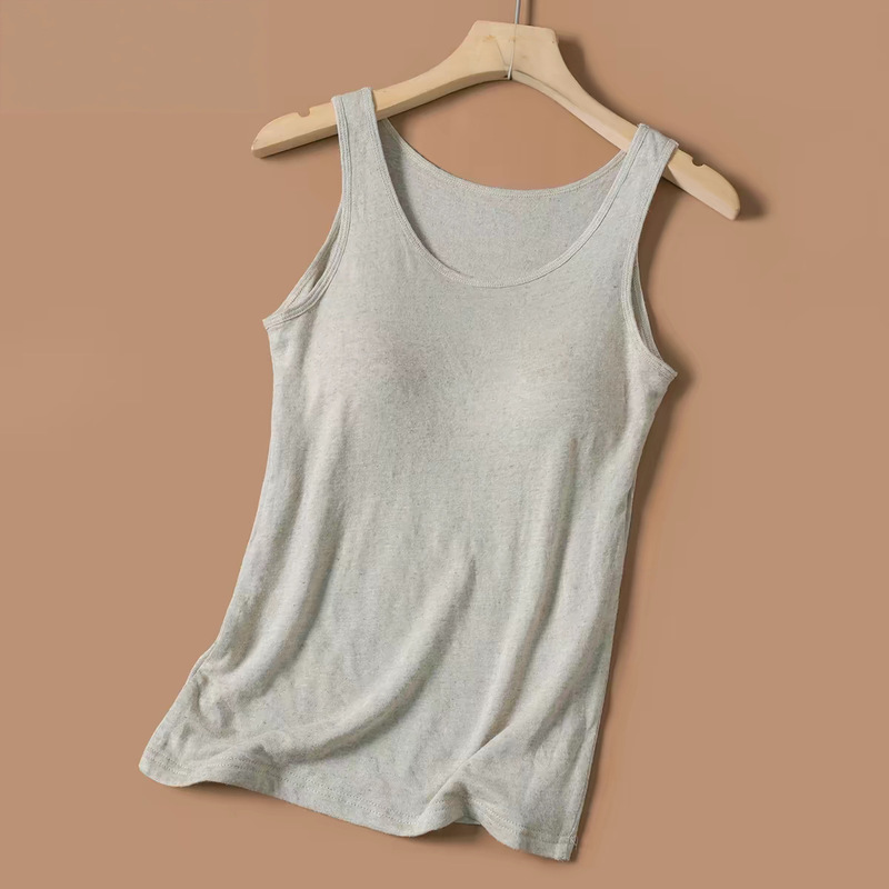 Pure Hemp Camisole for Women with Built-In Chest Pads, No Bra Needed, Summer Thin Loose Large Size Top 006 Pure Hemp Camisole for Women with Built-In Chest Pads, No Bra Needed, Summer Thin Loose Large Size Top 006