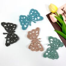 手缝钩花diy纯手工毛织品蝴蝶镂空服装配件贴花装饰服饰钩针编织