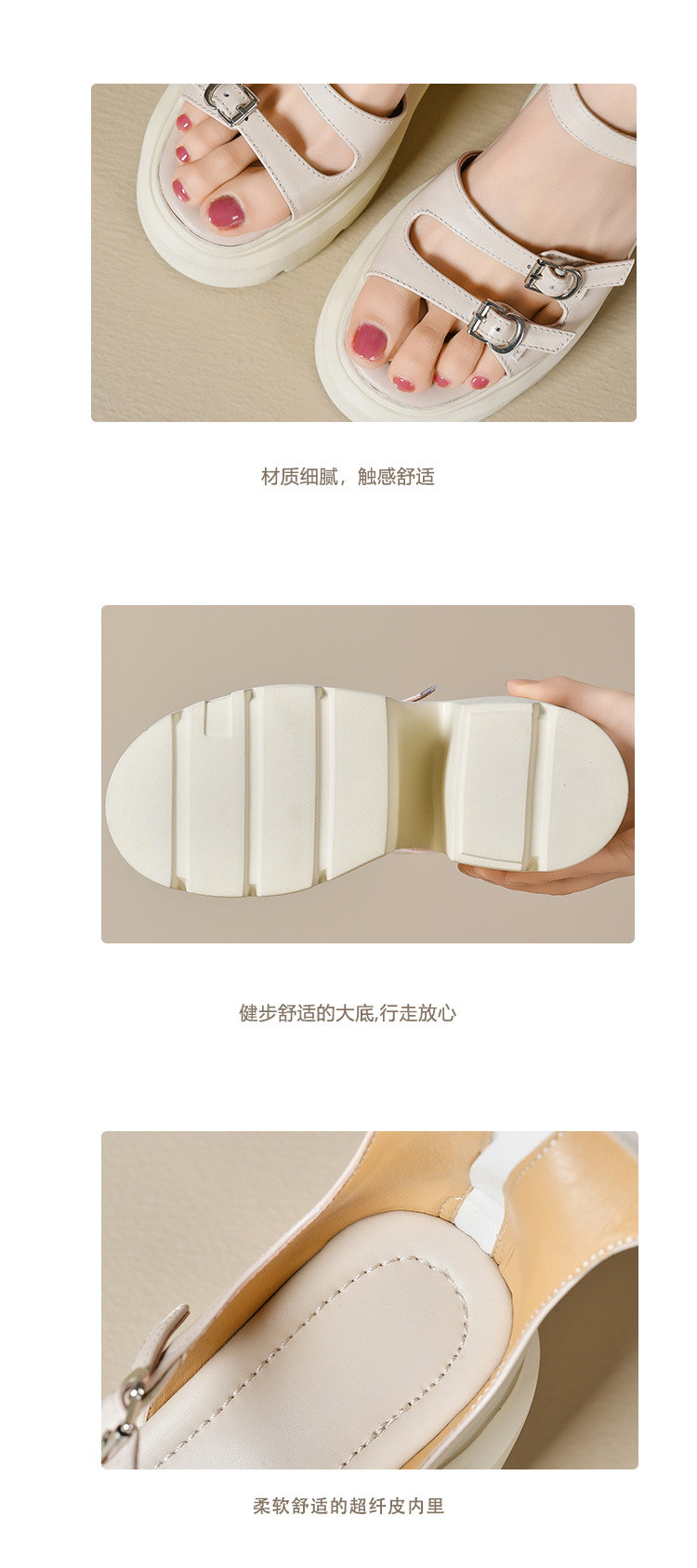 Boot sandal nữ cổ thấp đế dày gót 12 cm khóa thắt lưng — Màu đen chi tiết 5