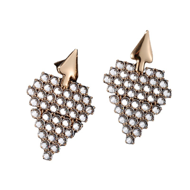 Xupe joyería colorido tesoro serie moda encantadora pendientes Luz de lujo con incrustaciones de circonio temperamento rosa en forma de corazón pendientes para las mujeres