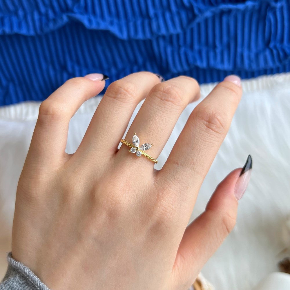 4g Weight Zircon Inlay Material Rings Classification 1 Piece Quantity Holiday, Daily Occasion 925 Sterling Silver Material U Shape, Insect Pattern Women's Gender Inlay Design Simple Style, Classic Style Style 925 Sterling Silver Zircon U Shape Insect Rings 2