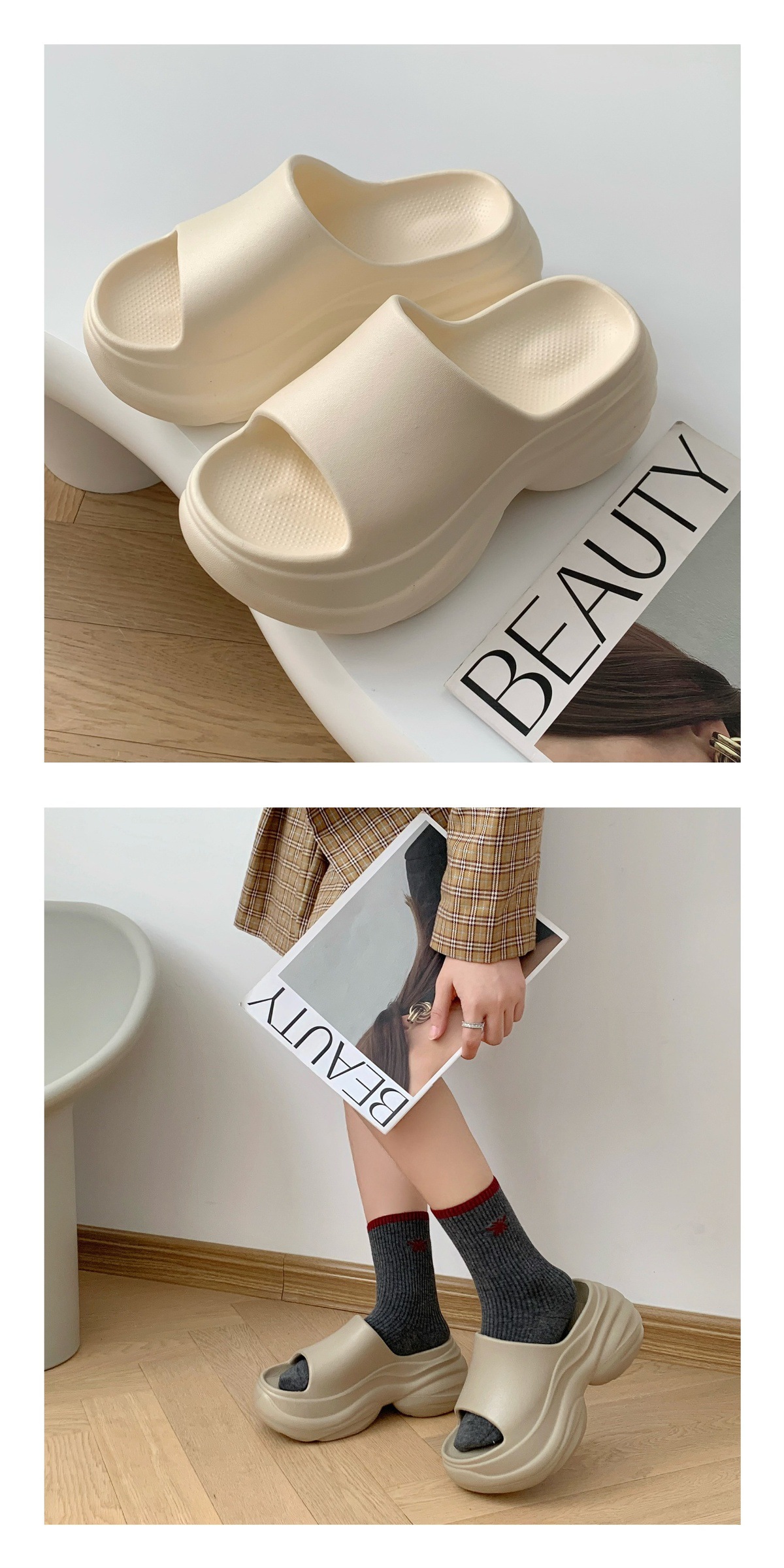 Women's Summer Slippers EVA Non-Slip Thick Soled Height Increasing Fashionable Versatile Home Wear High-End_vogvips.com