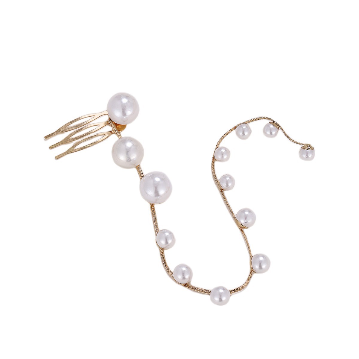 Frau Mode Quaste Legierung Überzug Künstliche Perlen Strasssteine Haarklammer display picture 5