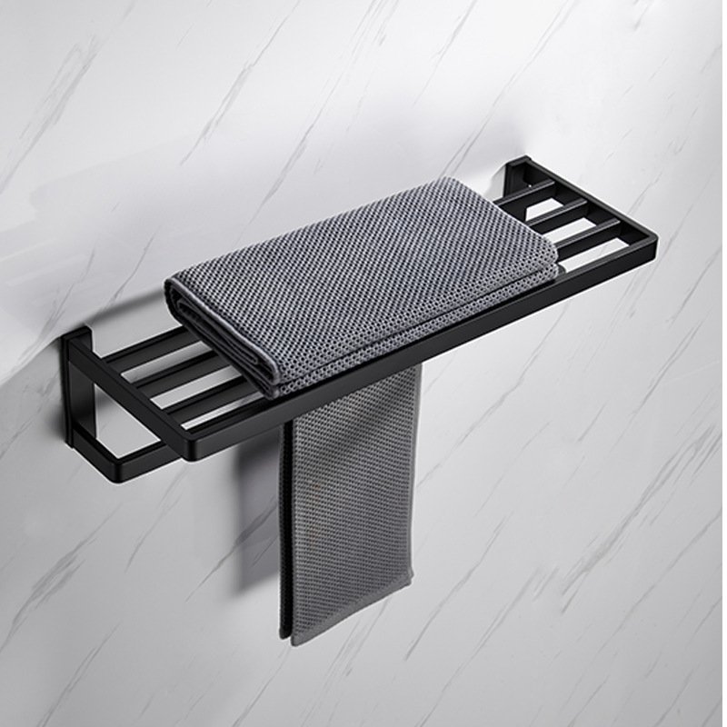 304 acero inoxidable negro toallas de baño colgando toallas de baño estante de almacenamiento conjunto de colgantes de hardware