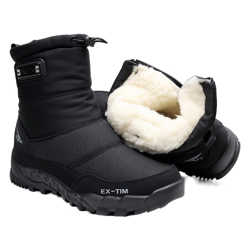 2026 New Men's Outdoor Waterproof Snow Boots, Short-Tube Fishing Shoes, Ski Boots, Fleece-Lined Hiking Shoes, Cotton Shoes