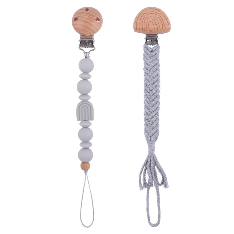 Nuevo bebé suministros de dibujos animados Arco Iris chupete cadena calmante bebé Arco Iris clip hecho a mano tejido anti-gota