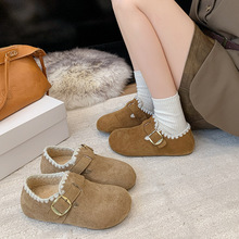 内增高3CM加绒勃肯鞋女2025新款秋冬棉鞋不累脚保暖浅口豆豆鞋