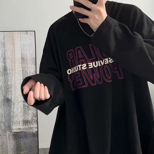 Men's Long-Sleeve T-Shirt, American Streetwear Top, Thin Style, Autumn Trend, Casual Brand, Loose Base Shirt, Hong Kong Style T-Shirt