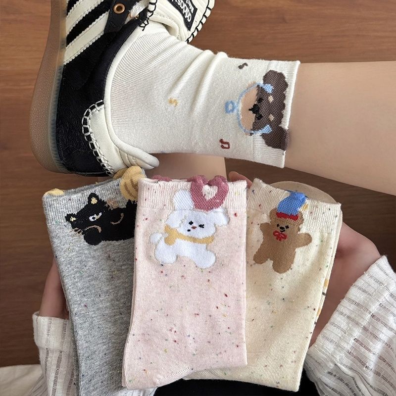 儿童袜子秋季新款小狗袜子女童ins潮袜吸汗中筒袜可爱卡通韩系袜|undefined