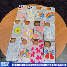 适用iPhone13苹果手机壳15promax透明软壳蝴蝶结16闪钻14手机套12