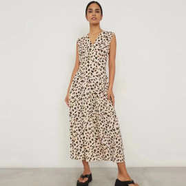 亚马逊跨境欧美外贸女装2024夏季新款 时尚V领宽松中腰连衣长裙女