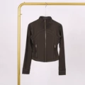 Army green gold zipper short jacket