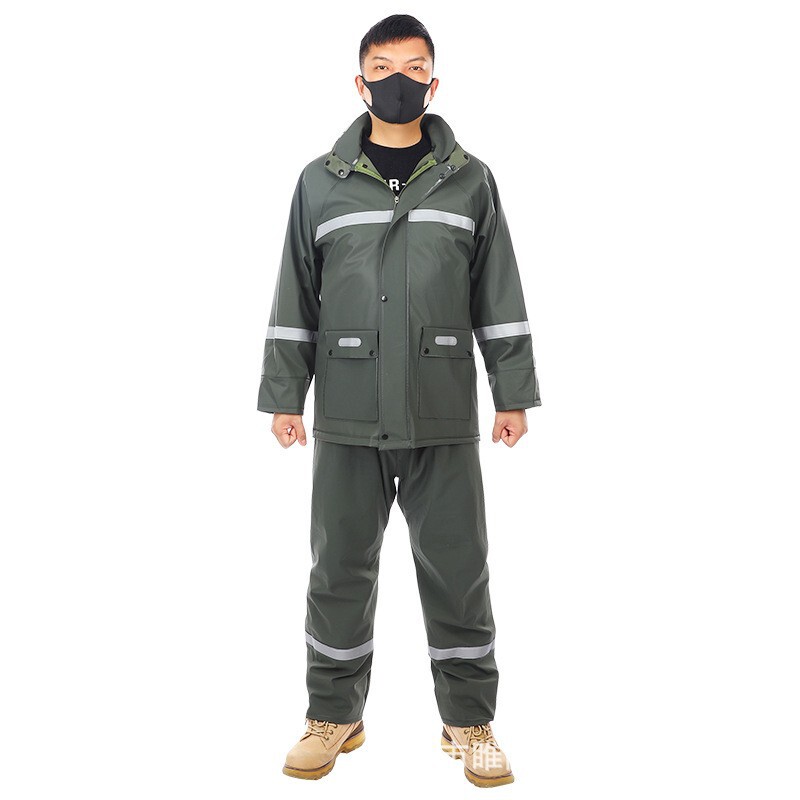 Raincoat and Rain Pants Set for Men, Customized for Motorcycle and Electric Bike Riding, Full-Body Stormproof, Split and Thickened