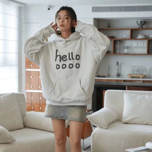 Women's Loose Hooded Print Sweatshirt Spring and Autumn Outerwear Korean Casual Style Advanced Sensation Top