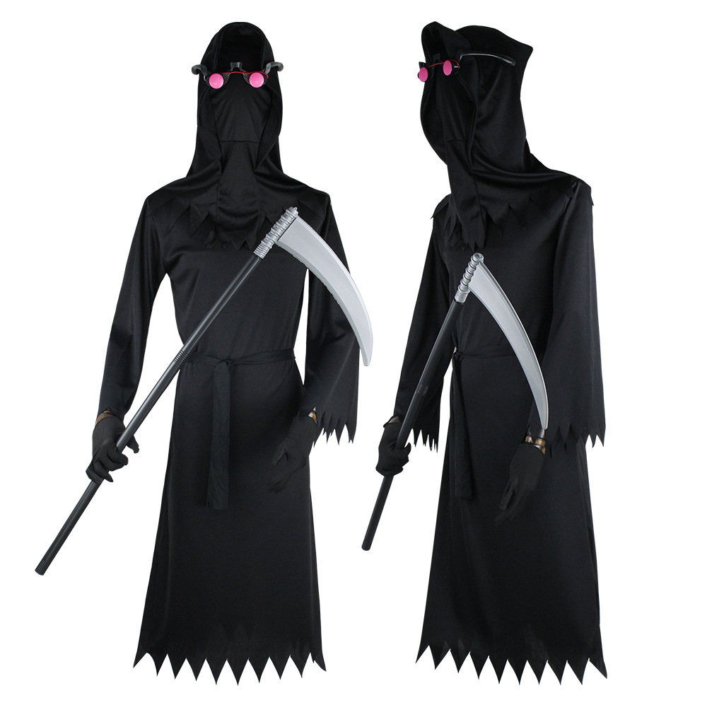 万圣节cos服化妆舞会恐怖死神cosplay服装遮面鬼发光眼镜表演服装-阿里巴巴