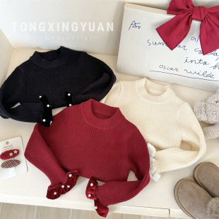 Children's Star Round Knit Sweater for Girls 2025 Winter New Comfortable Warm Base Sweater Children's Versatile Sweater Base Shirt