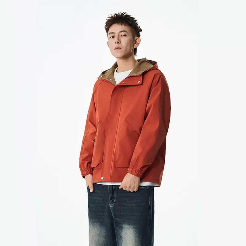 简恒跨境大码宽松工装夹克男防风防水日系复古机能休闲冲锋衣外套
