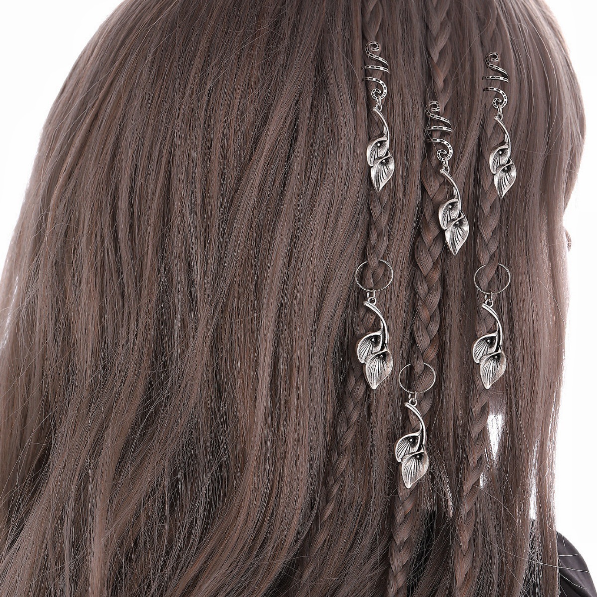 Europa y América nueva espiral pelo hebilla trenza accesorios aleación vintage pétalo colgante hecho a mano DIY accesorios para el cabello image 4