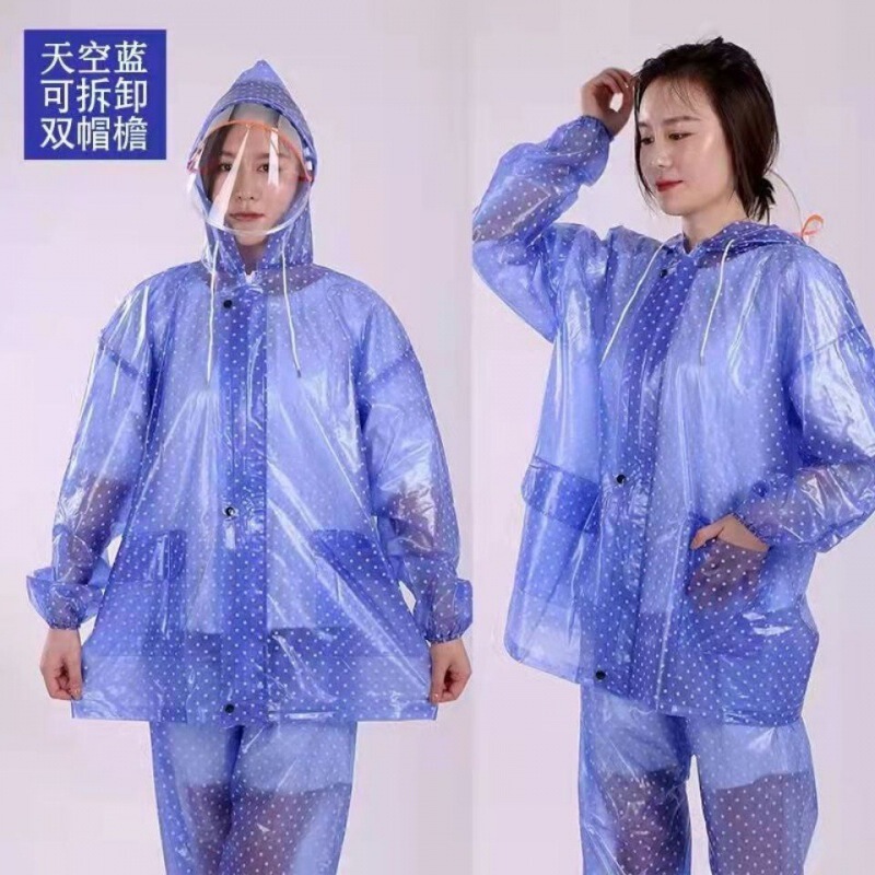 Raincoat and Rain Pants Set, Separate Pieces for Men and Women, Double Brim, Heavy Rain Protection, Motorcycle and Electric Vehicle Use, Adult Separate Raincoat