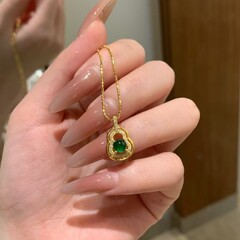 葫芦项链女新中式百搭个性气质绿石18K镀金送妈妈礼物直播批发