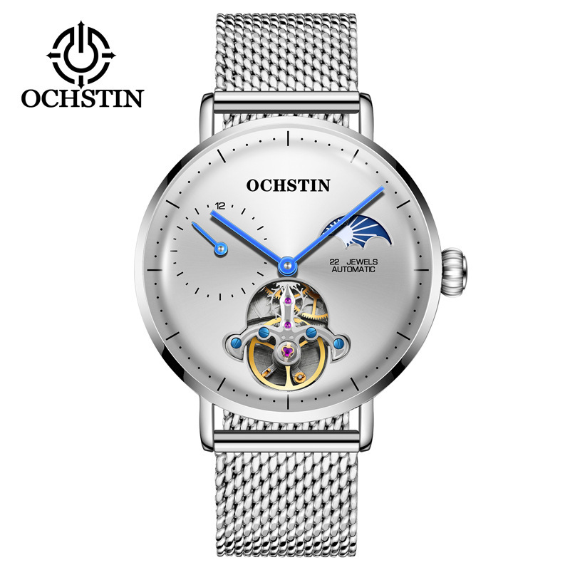 Ochstin月像透かし彫り飛輪機械時計男性時計全自動生放送クロスボーダービジネスベルト機械腕時計|undefined
