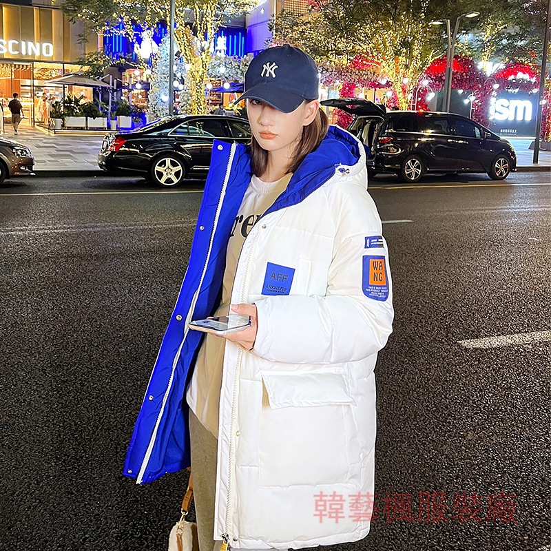 Live shot with two sides on both sides2022Women's winter mid length down cotton jacket in Korean version, fashionable double-sided jacket trend