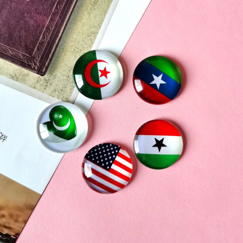 Pakistan American African Flag Pattern Cross Border Time Gem Glass Patch Keychain Brooch Accessories