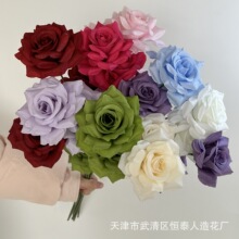 3头钻石玫仿真花客厅摆件拍照道具婚礼堂花排点缀假花绢花花卉