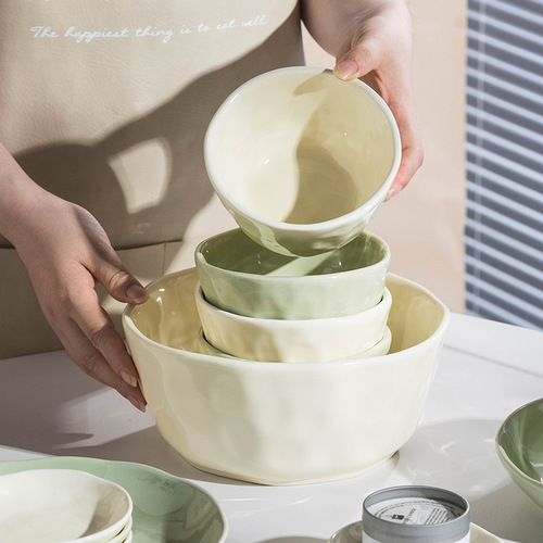 Cream style tableware and dishes set household ceramic bowls and plates housewarming gift  new high-value tableware