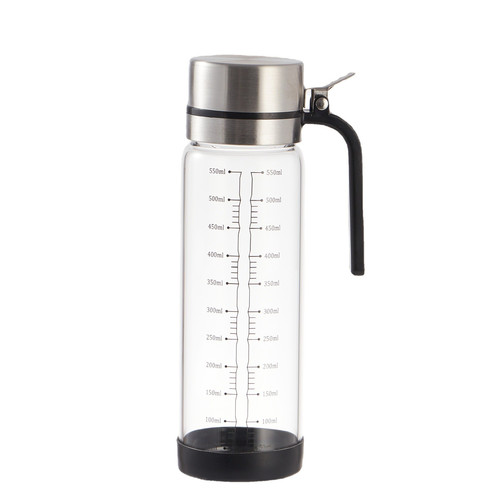 Stainless steel glass oil pot with anti-leakage, kitchen home use, oil jar for sesame oil, soy sauce, vinegar, seasoning bottle