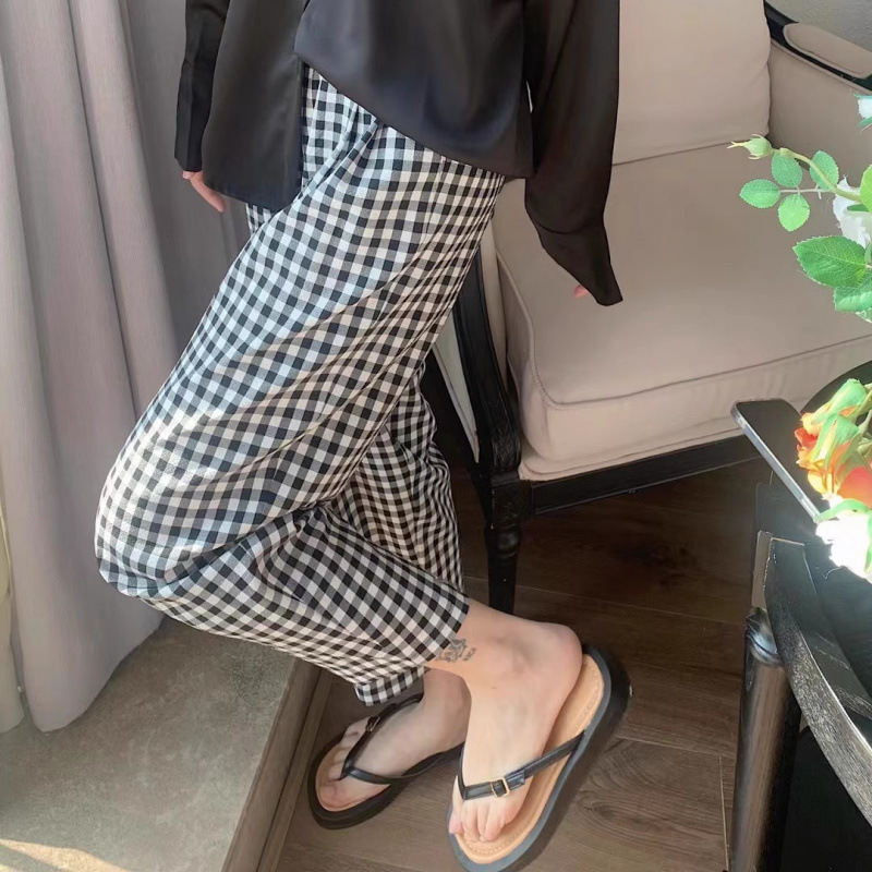棉绸睡裤女士夏季薄款大码人造绵绸可外穿家居碎花长裤子直筒宽松|undefined