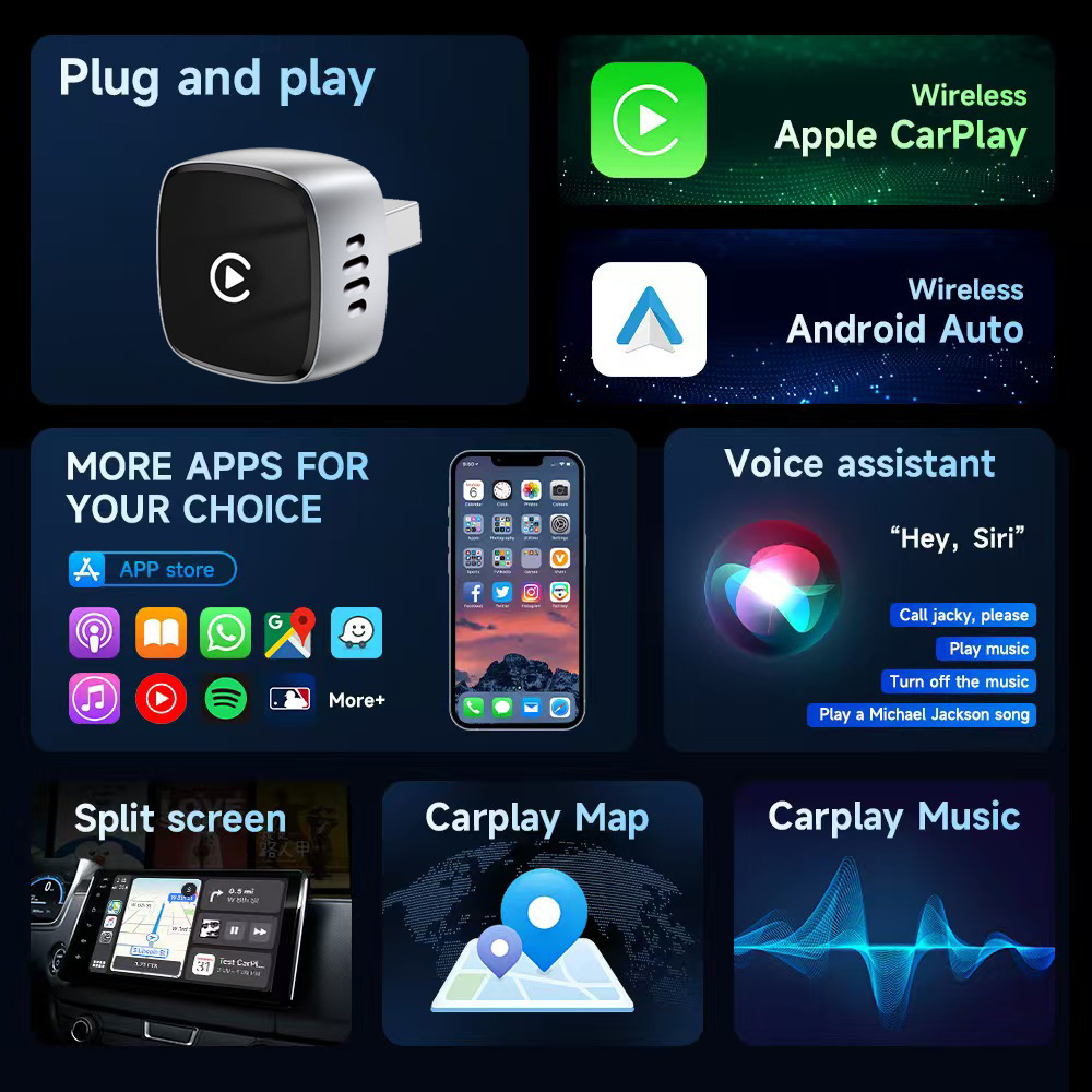 2026 New Wireless Carplay Box Android Auto Wireless Adapter Car Connectivity Two-In-One