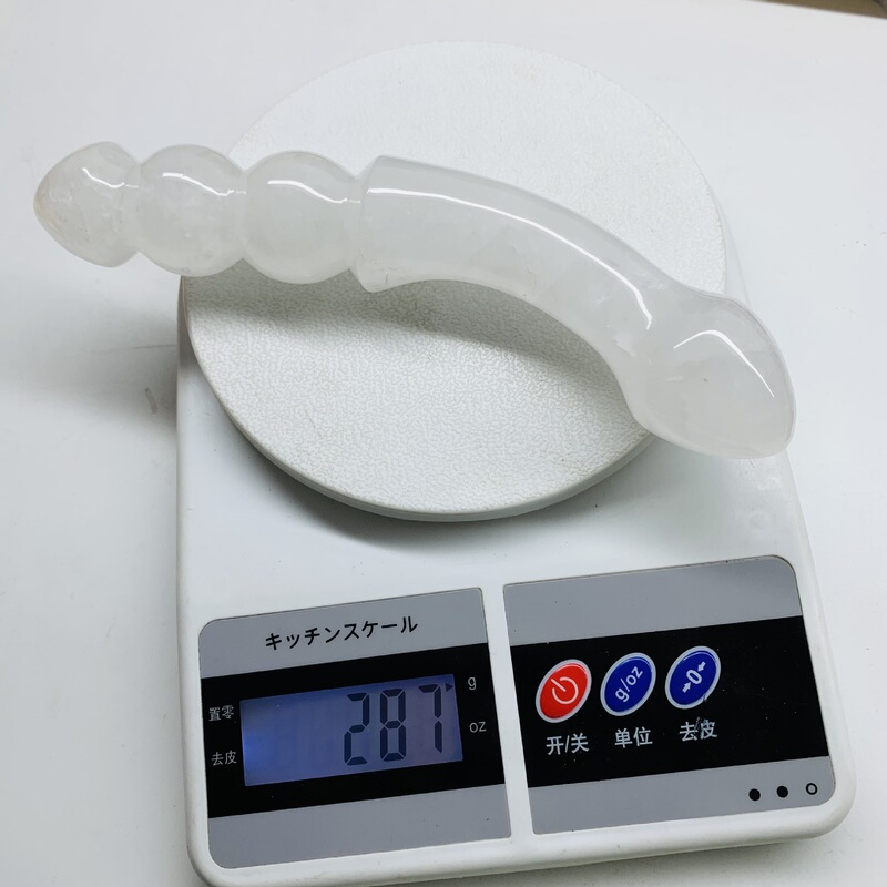 天然白水晶雕刻原石打磨水晶按摩棒 图 1