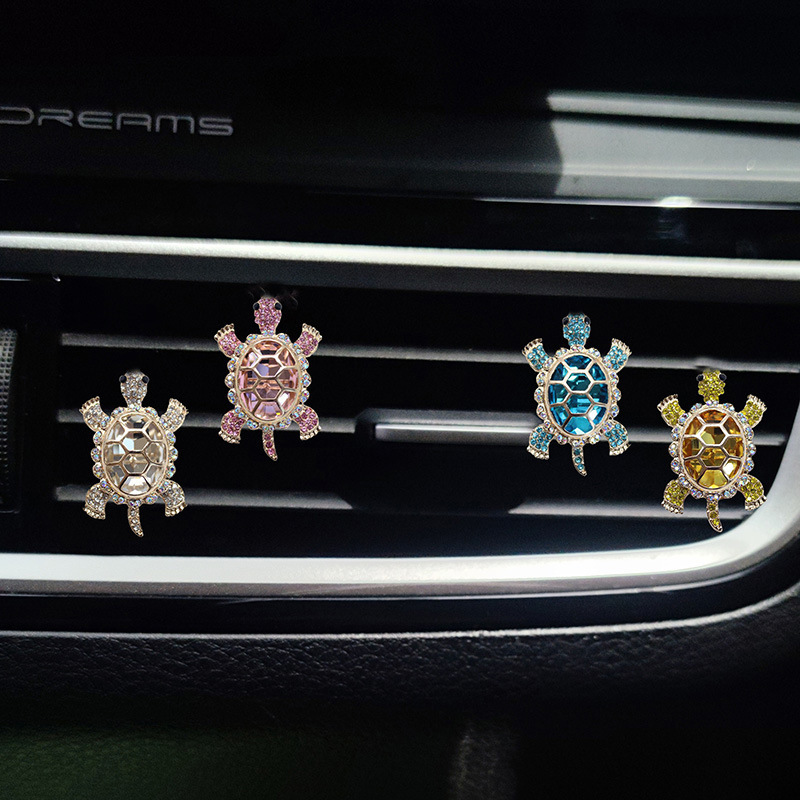 クロスボーダー限定販売、装飾用ペンダント、ダイヤモンド付き亀型車載エアコン吹き出し口アロマクリップ、車用吹き出し口装飾、女性向けフレグランス|undefined