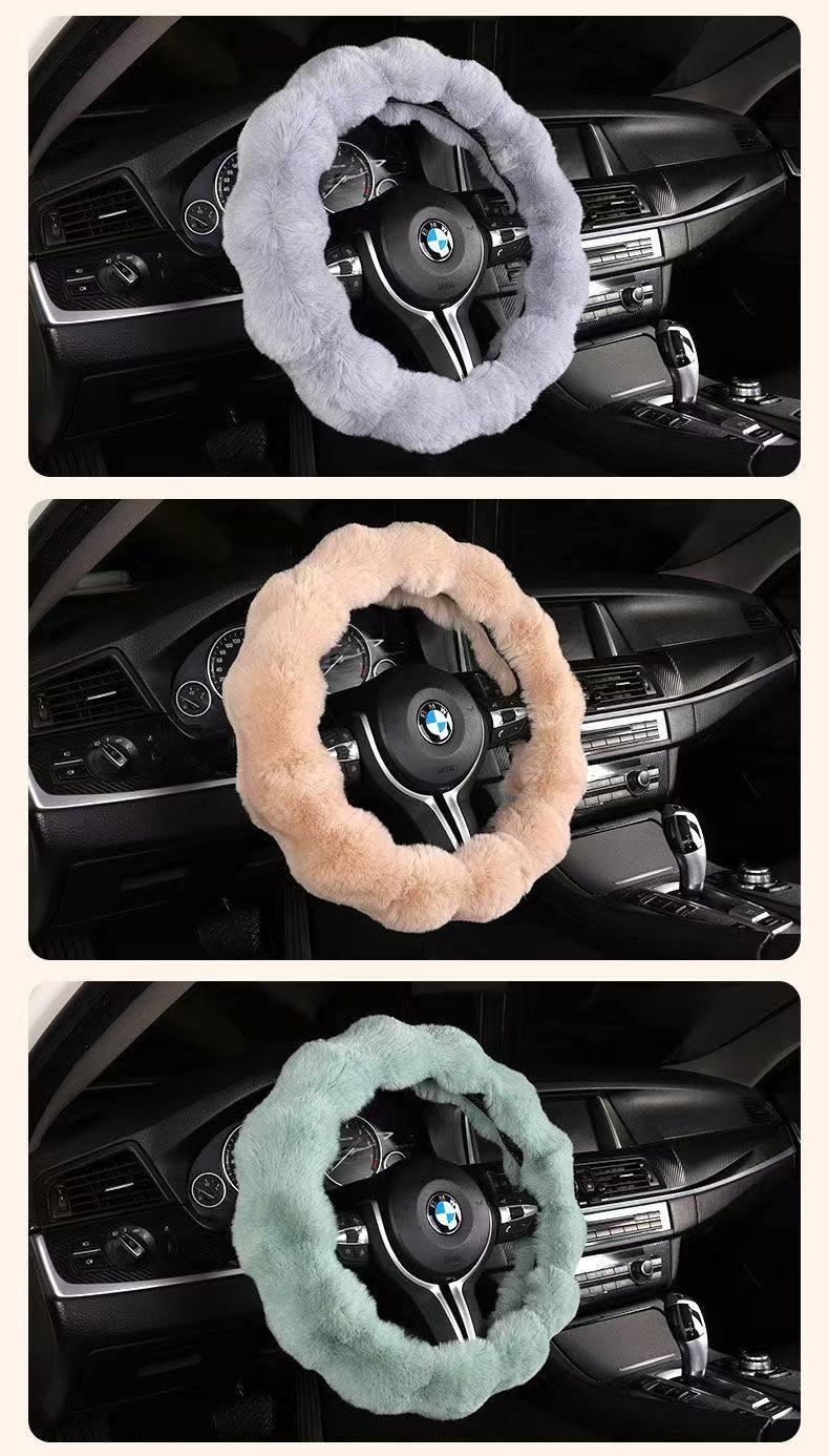 Amazon Cross-Border Labeling Bubble Plush Cartoon Car Sports Steering Wheel Non-Slip Short Hair Winter Warm Handle Cover