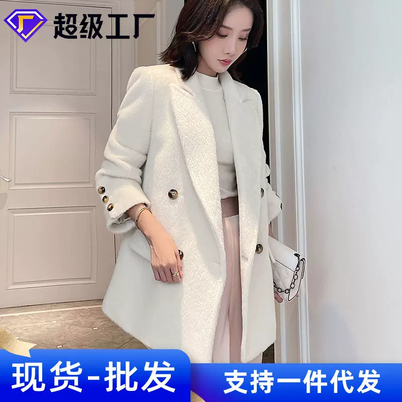 100苏力羊绒大衣女小个子短款羊驼毛西装毛呢外套2024年时尚百搭