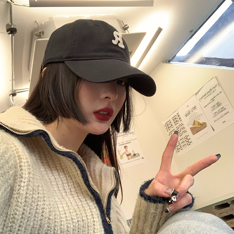 Gorra de béisbol estilo coreano circunferencia de la cabeza grande cara-mirando pequeño sombrero hombres y mujeres pareja moda todo partido letra R gorra al por mayor